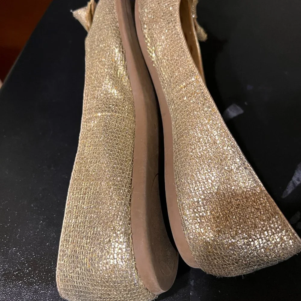 Kate Spade 6.5 glitter gold ballet flats